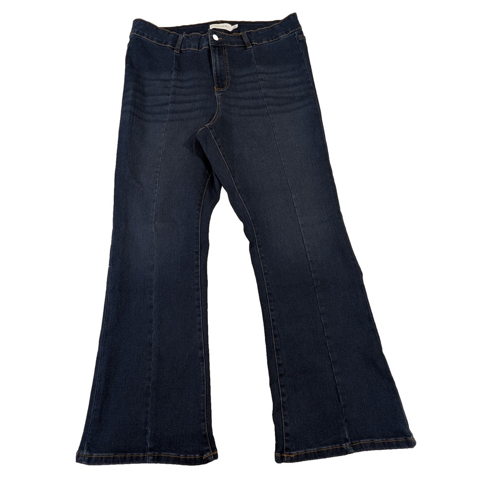 Tahari Flare Jeans Women 16W Blue Dark Wash Stretch High Rise Capsule Casual